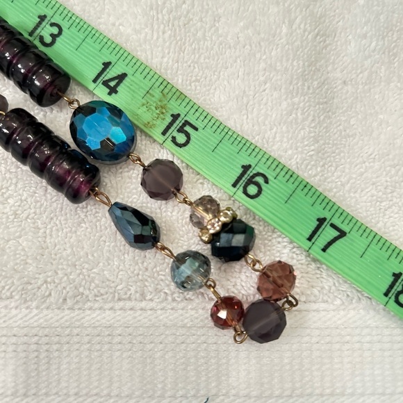 Vintage 1990’s multi shape faceted beads purple, blue & gold-tone Long necklace - Picture 9 of 9